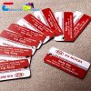 red plastic key tags
