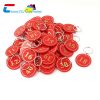 red plastic key tags